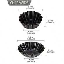 CHEF MADE 12PCs Non-Stick Tart Mold Set, 2.5 Inch & 3 Inch Wave Tart Pan, Mini Chrysanthemum Flower Baking Tart Molds - Black - View 8