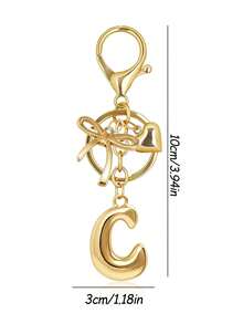 Sparkling Initial Letter Keychain With Heart And Bow Decoration, Stainless Steel Letter Key Ring For Handbags, Fashionable Alloy Keychain Ring, Bag Backpack Charm Car Key Fob, Perfect Accessory For Women's Daily Use, Couple Gift, Classic Simple Keychain, Decoration, Bag Accessory, Suitable For Friends, Family, Couples, Girlfriend, Important Gift, Holiday Souvenir - Multicolor - View 12
