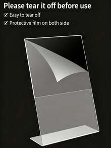 2pcs Acrylic Sign Holders, Transparent Plastic Display Stands, Transparent T-Shaped Plastic Display Stands, Picture Frame Display Stands, Suitable For Brochures, Menus, Flyers, Papers, Photos, Business Cards, Office Or Desktop Stands - Multicolor - View 7