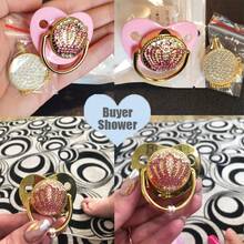 Baby Gift: Baby Pacifier With Rhinestone Pacifier Clip, Princess Style,  Silicone Soothing Pacifier For Newborns - Gold Pacifier Clip - View 3