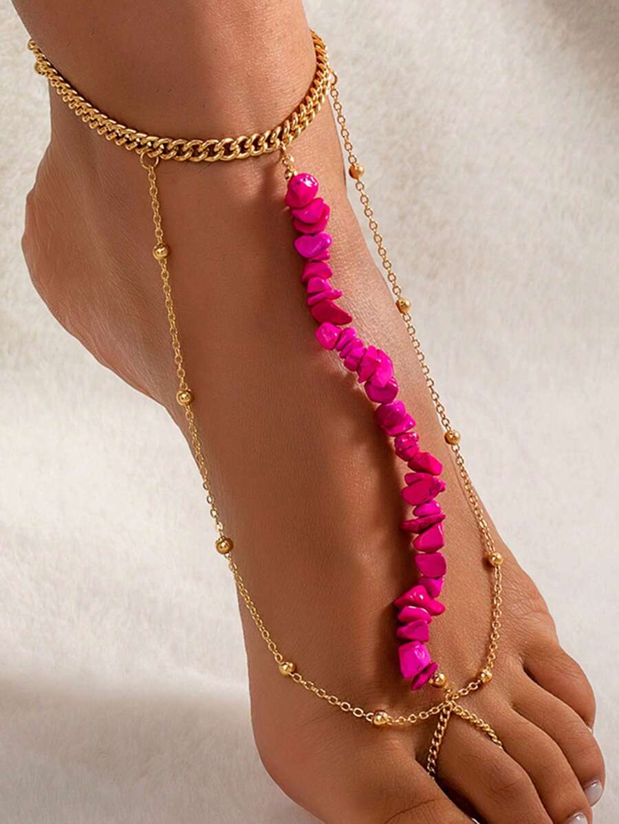 1pc New Toe Ring Anklet, Vintage Sexy Elegant Fashion Foot Jewelry Suitable For Beach Vacation - Style 1 - View 1