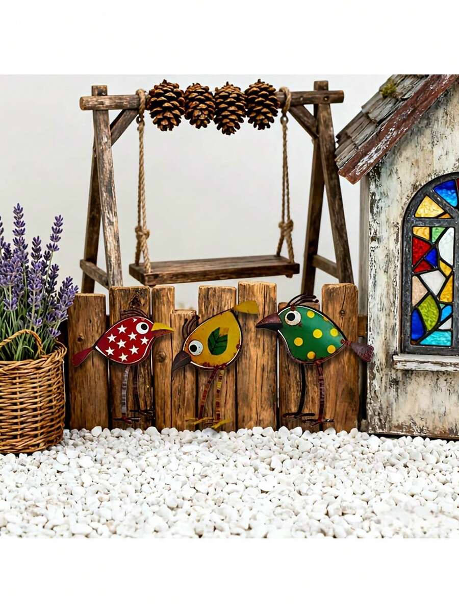 3 Pieces Set Colorful Acrylic Bird Wall Hangings, Bohemian Style, Window And Balcony Decorations, Outdoor Garden Event Decorations, Suitable For Walls, Fences, Patios, Holiday Decorations, Family Gatherings, The Best Choice For Animal Lovers. - One Size Fits All - View 1