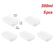 5/10 piezas Caja de pan, Caja bento, Caja de almuerzo portátil, Caja de frutas y aperitivos, Contenedores de almacenamiento de alimentos de plástico reutilizables con tapas - Juego de contenedores de almacenamiento de alimentos para refrigerador, organizador de refrigerador, microondas & congelador. - Ver 10