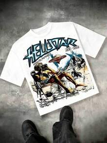 Plus Size Women'sAlien Graphic Tees Men, Hellstars Path To Paradise UFO Y2K Graphic Tee, 100 Percent Cotton Round Neck Streetwear Essential, Independence Day Summer Outfit,   For Men - 白色 - 查看 1