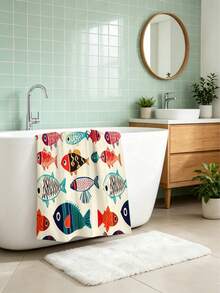 1pc Fish Pattern Beach Towel, Ocean Style, Bathroom Towel, Minimalist Fashion Thickened Superfine Fiber Material, Rectangular Soft & Comfortable, Sports Towel, Yoga Towel - Multicolor - View 2