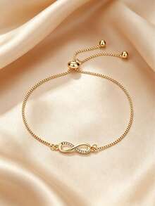 1pc Adjustable Geometric Infinity 8 Shape Bracelet, Minimalist & Fashionable Design - One Size 7 - View 1