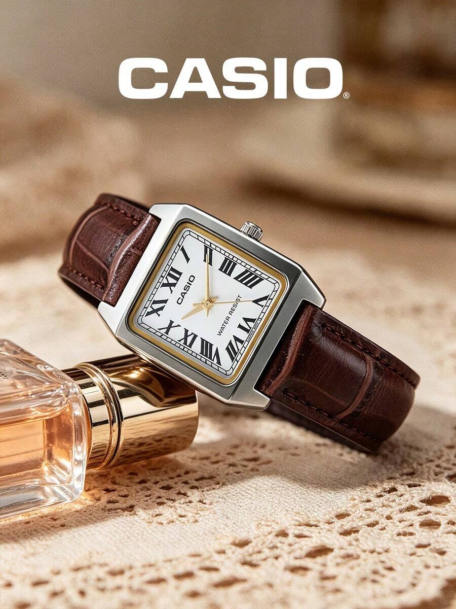CASIO Retro Rectangle Dial 30M Waterproof Minimal Elegant Women Daily Dress Wristwatch LTP-V007L-7B2 - White - View 1