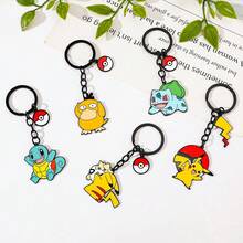 1/5pcs Pokemon Keychain, Pikachu Bulbasaur Squirtle Psyduck Cartoon Pendant Key, Anime Pocket Monster Key Ring Fan Gift - Multicolor - View 4
