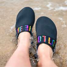 Unisex Lightweight Breathable Water Shoes, Quick-Dry Water Socks, Breathable Striped Shoes, Suitable For Beach, Yoga And Sports - Black - View 8