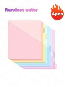 8pcs 3-Hole Loose Leaf Binder Dividers With 1/2 Pocket, Tabbed Dividers, US Letter Size Dividers With Pocket, Large Tab Insertable, Light Color, 1 Set,Back To School - Sets - View 13