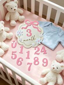 Runde Holz-Meilensteinkarten-Set für Babys, 1-12 Monate Säuglings-Wachstums-Meilenstein-Markierungen, Neugeborenen-Geburts-Erinnerungskarten, Schwangerschafts-Reise-Andenken-Anhänger, Baby-Fotografie-Requisiten, geeignet für Babyparty, Weihnachten und Neujahrs-Babygeschenke - Verschiedenfarbig - Übersicht 5