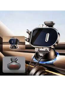 360° Adjustable Suction Cup Car Phone Holder, Supports Vertical And Horizontal Mounting, Stable Dashboard Installation, Compact & Stylish | Ultra-Strong Suction Cup | Desktop Stand | Practical Car Accessory, Dashboard Mount, Modern Car Accessory, Compact Design, Multi-Function Phone Holder, Rotating Mount, Driver, Commuter | Suction Cup Base, Auto-Locking Mechanism - Multicolor - View 2