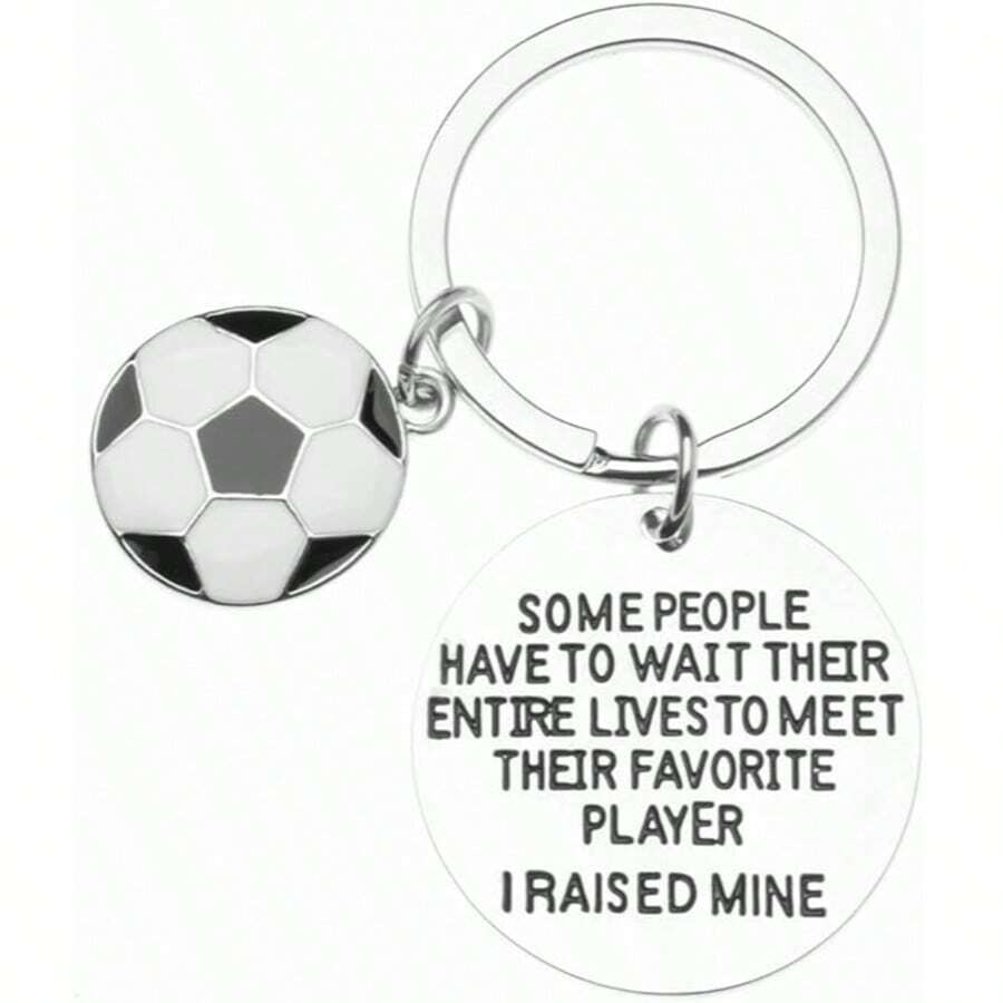 Creative Keychain Tag, Combining Father's Day And World Cup Football Elements, Made Of Stainless Steel Material, Can Be Used As An Identification Tag On Pet Collars, Unique And Eye-Catching Design - Multicolor - View 1