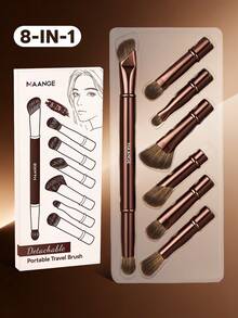 MAANGE 1件鋁管面部化妝刷 + 8合1專業眼部化妝刷組，包含底妝刷、腮紅刷、遮瑕刷、修容刷、鼻影刷、細節刷、眼影刷、眼線刷、眉刷，適用於液體化妝品，適合日常面部化妝，禮物 - 彩色 - 查看 12