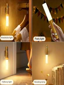 1pc Magnetic Motion Sensor LED Light, Type-C Rechargeable 3-Color Night Lamp, Wall Sconce For Bedroom, Closet, And Stairs - 8 LED Wall Lights - View 8