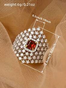 1pc Exquisite Cubic Zirconia Ring, Suitable For Women, Can Be Used For Weddings, Engagements, Valentine's Day, Parties And Other Occasions, Ideal Gift Choice. - 5# - View 5