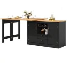 High-End Extendable Bar Table With 360° Rotation And Storage Space, Adjustable Length From 120 To 180 Cm, Ideal For The Living Room, Dining Room, Or Office. Black Extendable Designer Bar Table. - Black - View 8