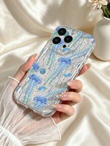 Blue Jellyfish Transparent Phone Case Compatible With IPhone 13 15 16 17pro 17 14 17 17pro Max &Compatible With Samsung Galaxy/A54 A14 A15 S23 S24 S24ultra S25 A07 A17 S26 A57 Ocean Style Girly Shockproof Soft Shell - Multicolor - View 2