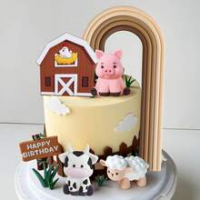ROARING GOOD TIME Farm Animal Cake Decorations, Sheep Cake Topper, Farm Animal Birthday Decorations, Cow Cake Topper, Pig Cake Topper, Farm Animal Gender Reveal Party Birthday Party Decorations - Multicolor - View 9