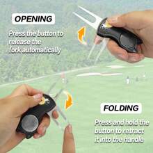 FINGER TEN Golf Hole Repair Tool With Do Not 3putt Ball Marker 1pc, Foldable Magnetic Stainless Steel Repair Tool With Pop-Up Button, Portable Golf Green Accessory, Suitable For Men And Women - Black - View 7