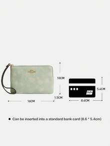 Coach Corner Zip 15/16 Monogram Wristlet Zip Short Wallet with Heart Charm Women's Wrist Strap Card Phone Purse - 淺綠色 - 查看 7