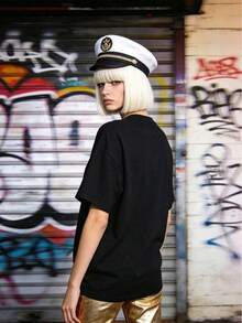 Maglietta estiva casual da donna con scollo rotondo morbido e maniche corte, top per uscire, in cotone, vintage, stile europeo e street, sportivo casual, stile unisex, stile urbano casual, top carini, Gen Z, curve, abbigliamento Y2K, magliette divertenti, top da donna, outfit da vacanza per donne, top carini, maglietta grafica, outfit primaverili, magliette oversize, streetwear vintage, stile anni '90, stile anni 2000, sottocultura, top, top, outfit per feste anni '90. - nero - Visualizzare 3