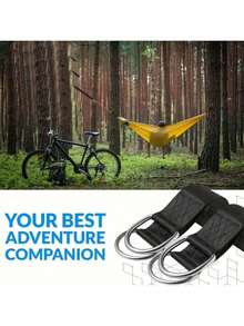1/2/4pcs Sangles de suspension pour balançoire d'arbre robustes avec mousqueton (Taille 8 avec écrou), Sangles de hamac résistantes aux intempéries et faciles à installer, Convient pour suspendre l'équipement de camping et les sacs de sable, Accessoires d'extérieur, Cadeau de la fête des pères, Essentiels de camping - Noir - Voir 4