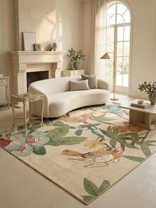 1pc Floor Mat Carpet (Rug, Carpet, Area Rug, Bath Mat, Bath Rug, Door Mat), Modern Aesthetic Southeast Asian Style Floral And Bird Pattern Fresh Design - Soft Faux Cashmere Carpet, Bathroom, Kitchen, Entrance, Hallway, Bedside, Living Room, Bedroom, Etc., All Season Use Machine Washable Floor Mat, Home Decor - Multicolor - View 1