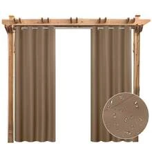 Topchances 2 Piezas Cortinas Exterior con Ojales, Protección UV Impermeable, Cortina Opaca, Cortinas Interiores y Exteriores para jardín, Patio, Pabellón - Marrón - Ver 9