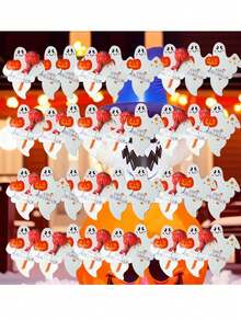 20 Stück Halloween Geister Kürbis Lutscher Dekoration aus Karton, Feiertags Party Geschenke, süßer Geister Süßigkeitenhalter und Feiertags Dekorationen, DIY Dekoration Karten, geeignet für Halloween Party Geschenke und Dekorationen, Halloween Party Zubehör, Trick or Treat Geschenke - Mehrere Stile - Übersicht 1