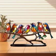 1 pieza Ornamento de pájaro de estilo europeo en acrílico plano 2D, Decoración del hogar con pájaro de cien flores en acrílico colgante, Arte en acrílico vibrante - Fácil de instalar, Artesanía colorida, Adecuado para decoración del hogar y exhibición de escritorio - A - Ver 5