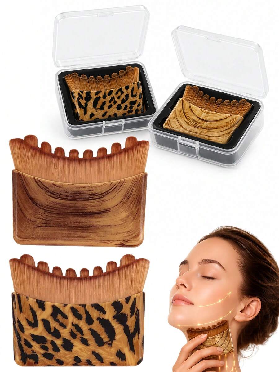 Nouvelle brosse de contour lymphatique pour le visage, brosse de massage lymphatique pour le contour du menton et du cou, poils doux convenant à tous les types de peau, outils de beauté ergonomiques avec boîtes portables