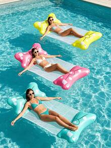 Hamaca inflable para piscina, tumbona de agua de malla 4 en 1 con reposacabezas, balsa flotante multifuncional para adultos, flotador portátil para fiesta de piscina de verano, playa, lago, relajación en piscina, PVC reforzado, 3 colores disponibles - Multicolor - Ver 2