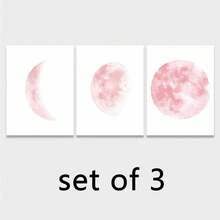 3PCS/SET Frameless, Pink Watercolor Moon Phase Abstract Wall Art Set; Minimalist Bohemian Art Poster; Modern Wall Decor Perfect For Living Rooms, Bedrooms, Girls' Rooms, And Entryways; Ideal For Creative Holiday Decorations - Abstract - View 12