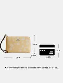 Coach Corner Zip 15/16 Monogram Wristlet Zip Short Wallet with Heart Charm Women's Wrist Strap Card Phone Purse - 淺黃色 - 查看 7