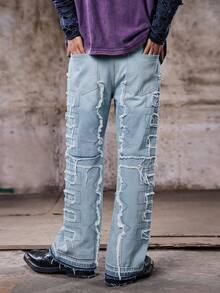 Skyrend Men's Distressed Ripped Skinny Jeansemo - Light Wash - View 2
