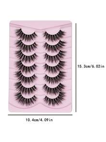 7 Pairs Cat Eye 3D Mink Fur False Eyelashes, Soft Delicate Natural Reusable, Thickened Lengthened Strip Lashes - Black - View 6