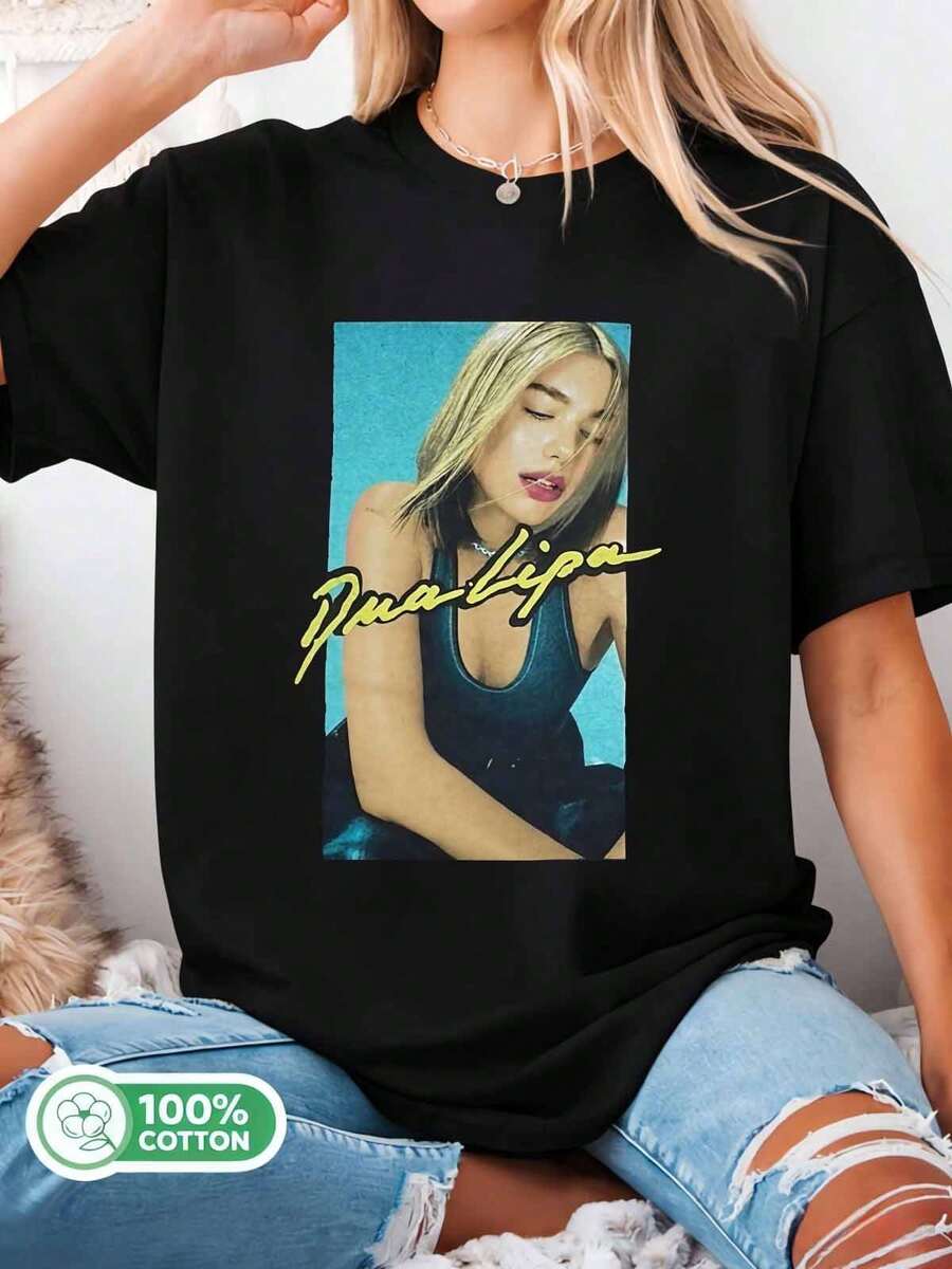 Retro Bootleg Signature 100% Cotton Pop Music Fan T-Shirt - Black - View 1