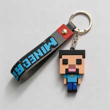 MINISO Minecraft 經典像素英雄鑰匙圈，電玩人物吊飾，復古遊戲機風格包包掛飾，Pixelcore 日常攜帶配件，街頭風後背包裝飾，桌面佈置點綴，旅行鑰匙環飾品 - 樣式 1 - 查看 6