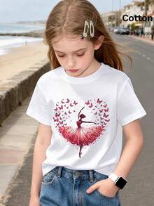 6-12 Year Old Graphic Print T-Shirt, Fun Casual Versatile, Daily, Sports, Y2K Style, Vacation Travel Beachwear - White - View 5