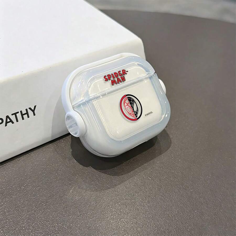 Marvel 蜘蛛人半半 Logo AirPods Pro 保護殼 正版授權 透明防震殼 附旋轉支架 相容 AirPods 1/2/3/4 與 Pro/Pro 2 代 適用於新款 AirPods Pro 3 聖誕襪小禮物 送女友 - Transparent - 查看 1
