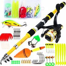 Caña de Pescar Giratoria Sougayilang y Carrete, Caña telescópica Combo1.8M con Carrete de Pesca 5,2:1 3BB, Arrastre Máximo, Kit de Pesca Completo de 5kg - Equipaciones completas naranjas - Ver 9