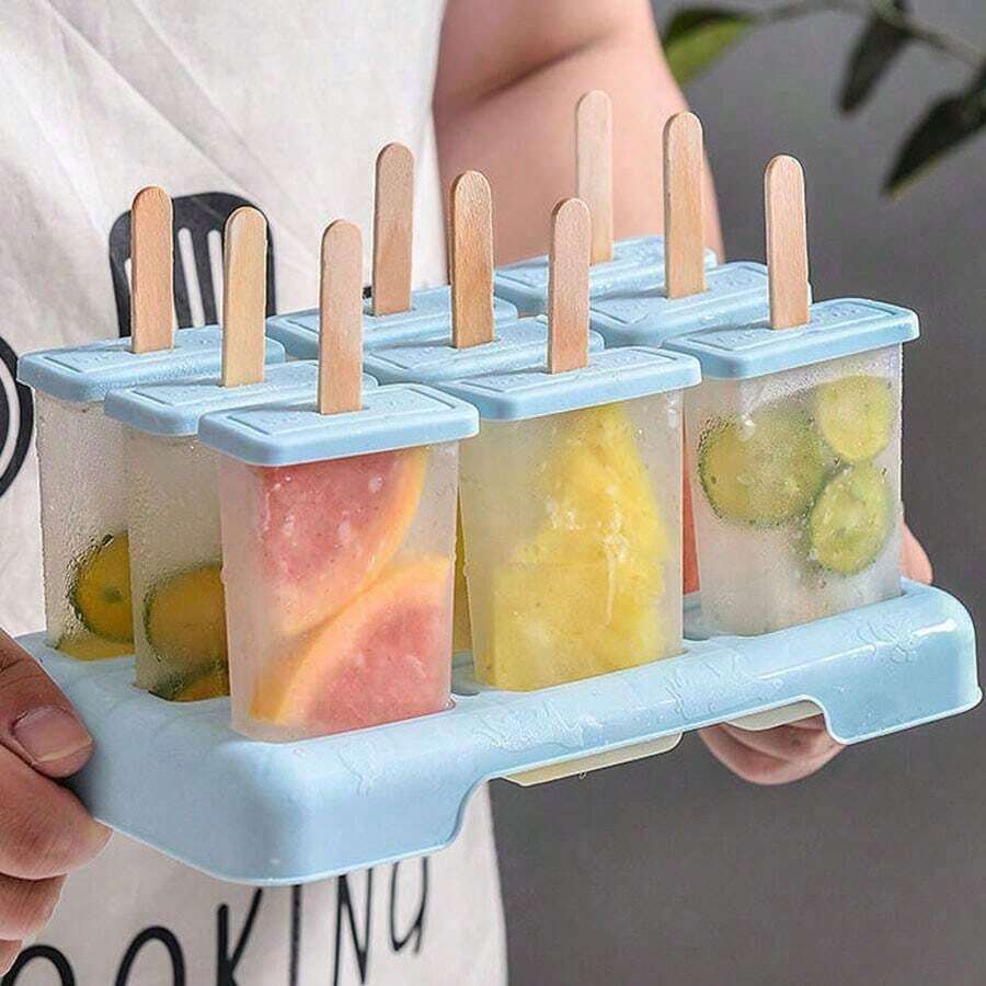 1 قطعة قالب آيس كريم منزلي، قالب آيس كريم DIY، صندوق مكعبات الثلج، سهل الإفراج، غطاء مانع للتسرب، مناسب لتجميد العصير والفواكه، بلاستيك متين، مثالي للمطبخ المنزلي والحفلات والتخييم والنزهات - متعدد الألوان - مشاهدة 1