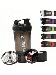 1 Stück 500ml Protein-Pulver-Shaker-Flasche, Wasserflasche, Trainingsbecher, Protein-Becher, inklusive mehrschichtiger Aufbewahrungsbox und auslaufsicherer Shaker-Flasche mit integrierter Mischkugel, perfekt für Fitnessstudio-Workouts, Fitness und Bodybuilding - tolles Geschenk für Freunde - Verschiedenfarbig - Übersicht 7