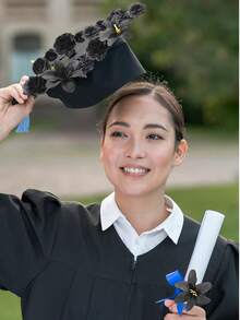 48件混色人造仿真花，包含人造玫瑰、牡丹、雛菊等，適用於婚禮/家居裝飾、花環/帽子、花卉裝飾及桌面中心裝飾 - 黑色系 - 查看 4