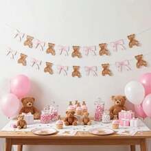 20pcs Bow Bear Garland Design Theme, Perfect For Birthday Party, Scene Arrangement Decoration, Ball, Holiday Celebration Backdrop Decoration - View 7