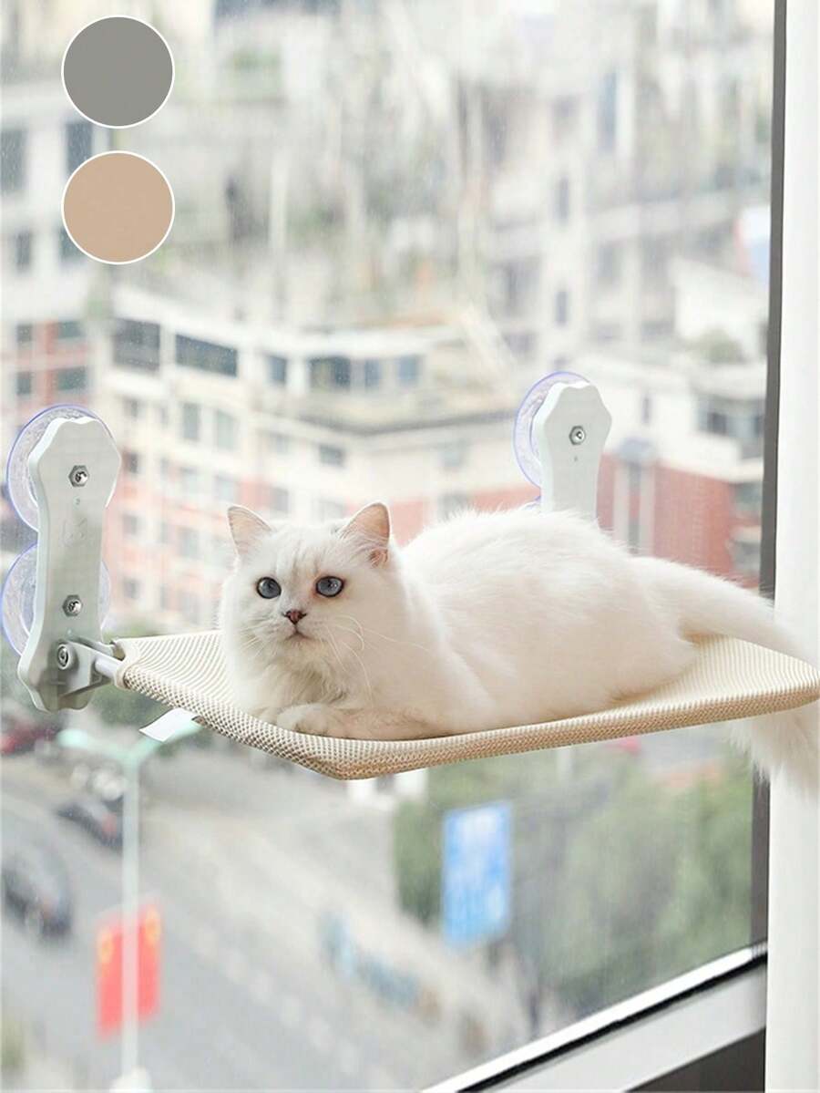 1 buah Tempat Tidur Gantung Kucing untuk Jendela dengan Perekat Hisap, Keranjang Gantung Lipat untuk Kaca Balkon, Cocok untuk Kucing Kecil dan Sedang, Perlengkapan Hewan Peliharaan
