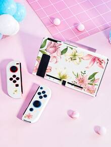 Compatible With Switch Game Console Accessories, Pink And White Lily Floral Pattern, Compatible With Switch 2025 Switch NS/OLED Protective Case, Storage Bag, Best Gift Compatible With Switch Players, Valentine's Day Confession/Spring Romantic Gift - Multicolor - View 5