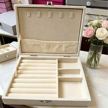1PC Velvet Jewelry Storage Box, Jewelry Box, Desktop Jewelry Display Tray Box, Multi-Functional Jewelry Rack Travel Jewelry Box, Ring Display Storage Box, Glass Transparent Cover Display Box, Ring Storage Tray, Large Capacity Jewelry Organizer, Earring Storage Box, Gift Box, Collection Box, Wedding Gift Box - Multicolor - View 5