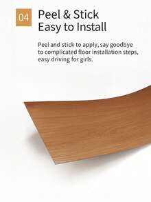 1 Pack 2pcs Wood Grain Self-Adhesive PVC Flooring, Formaldehyde-Free, Self-Laid Plastic Flooring For Concrete Floor, Living Room And Bedroom - DW5052 - View 4